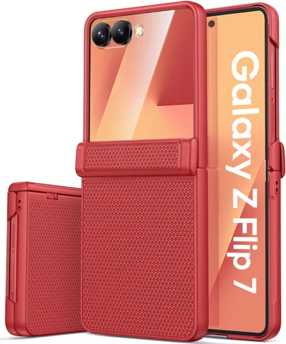 Vista 17 de Vihibii Funda para Samsung Galaxy Z Flip 7 con protector de pantalla exterior y protección de bisagra resistente y textura antideslizante, a prueba