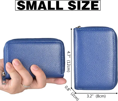 Vista 4 de Easyoulife billetera para tarjetas de crédito de cuero auténtico con espacio para 26 tarjetas