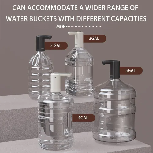 Vista 4 de Bomba automática de agua potable, carga USB, agua eléctrica portátil para 2-5 galones con 2 siliconas, dos bombas de agua integradas (negro)