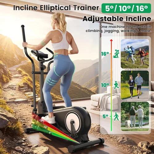 Vista 2 de Elliptical Exercise Machine, Elliptical Machine for Home with Ultra-Smooth Magnetic System, Elliptical Trainer 15.5"-19" Stride Max 550lb Capacity