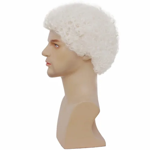 Vista 38 de Swiking Peluca rizada tipo afro marrón para hombre, peluca rockera de California para Halloween, cosplay, pelucas completas