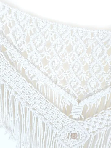 Vista 9 de kiido Cortina grande de macramé para colgar en la pared, cortina bohemia tejida con flecos, decoración de pared para el hogar, apartamento