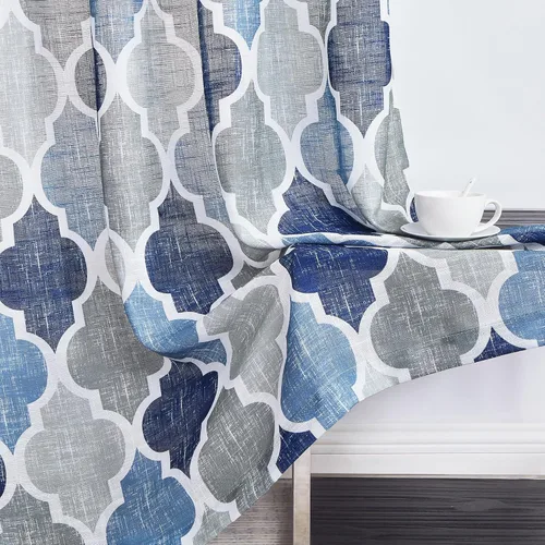 Vista 33 de Beauoop Cortinas de lino semitransparentes de 45 pulgadas de largo, 2 paneles para dormitorio y sala de estar, gris agua marroquí, granja