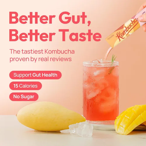 Vista 4 de TEAZEN Té de mango y guayaba y kombucha, mezcla de bebida hidratante, sin azúcar, probióticos vivos y prebióticos, 30 palitos, 5.29 onzas