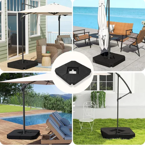 Vista 7 de C-Hopetree Soporte de pesos base resistente de 229 libras para sombrilla de patio al aire libre en voladizo, juego de 4 piezas, color negro