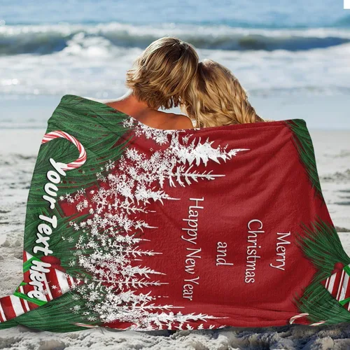 Vista 6 de Merry Christmas Blanket, Custom Throw Blanket with Name, Personalized Flannel Christmas Blanket for Couch Sofa, 30" x 40