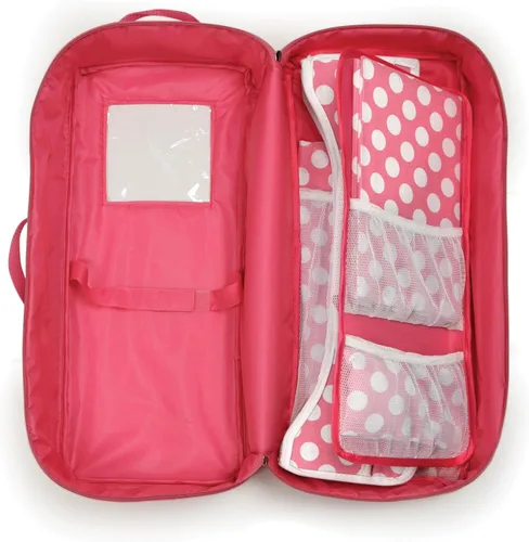Vista 7 de Estuche de viaje para muñeca con cama y ropa de cama, color rosa oscuro, de Badger Basket (sirve para las muñecas de American Girl)