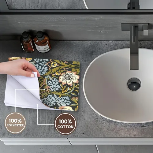 Vista 4 de 3dRose - Patrones Russ Billington - Patrón de ladrón de fresa William Morris - Toallas (twl-219390-2) Blanco 15" x 22