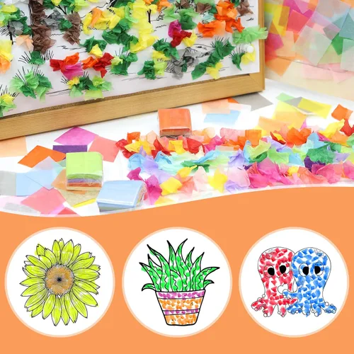 Vista 4 de Jyongmer 10800 piezas de papel de seda multicolor, papel de seda de color de 2 pulgadas para manualidades, papel de seda arcoíris para proyectos