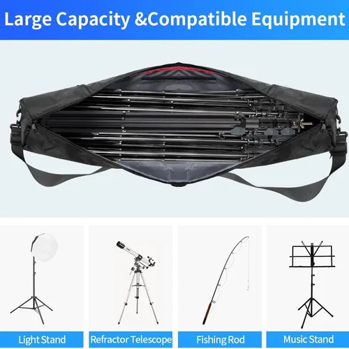 Vista 3 de HEMMOTOP Funda de transporte para trípode de 39 pulgadas, bolsa ligera acolchada de 0.2 pulgadas con correa para el hombro y asa de transporte