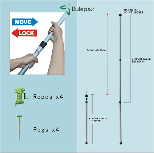 Vista 3 de Dulepax Barras de Sombra para Toldo de RV. Juego de Dos, Varillas de Aluminio Ajustables para Pantalla de Sombra de Toldo de RV. Expande el Espacio