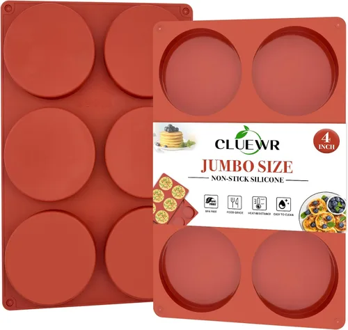 Vista 8 de Paquete de 2 moldes de silicona para Egg Bite, bandejas de silicona de 3 pulgadas para frittata, moldes de silicona redondos para sándwiches