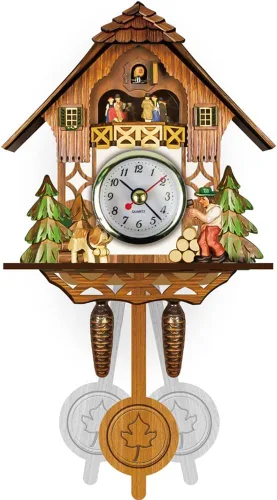 Reloj de cuco, relojes de pared de madera, madera tradicional hecho a mano, estilo antiguo, retro, mecánico, cuco, péndulo, reloj de cuarzo para el