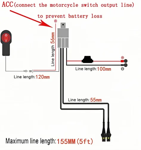 Vista 3 de LINJIE - Kit de arnés de cableado de dos luces para motocicleta, relé de 12 V, luces puntuales de cableado de encendido y apagado, interruptor