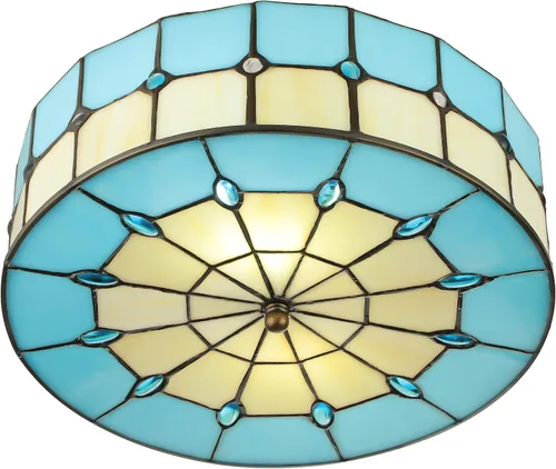Lámpara de techo Tiffany hecha a mano vintage colorida y creativa, lámpara de techo empotrada para interiores, para dormitorio, sala de estar 11.8 in