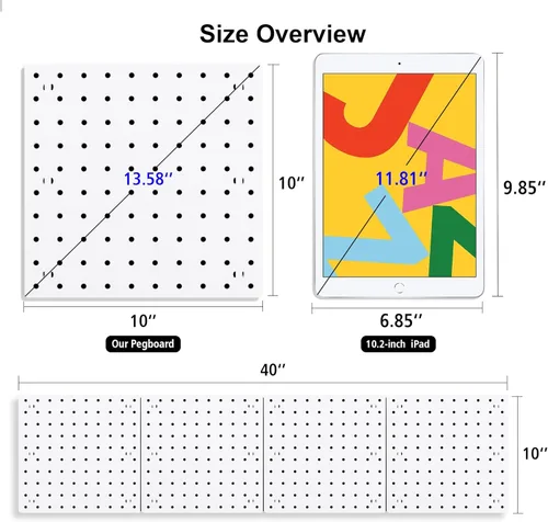 Vista 2 de 4 Piezas Paneles de Tablero Perforado, Soporte de Pared de Tablero Perforado ABS Blanco, Fácil Instalación para Sala de Manualidades, Garaje