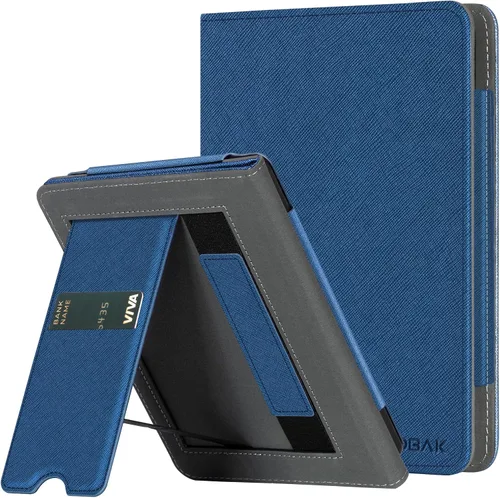 CoBak - Funda para Ereader de piel sintética duradera con función de apagado y encendido automático, ranura para tarjetas y correa para la mano - Se