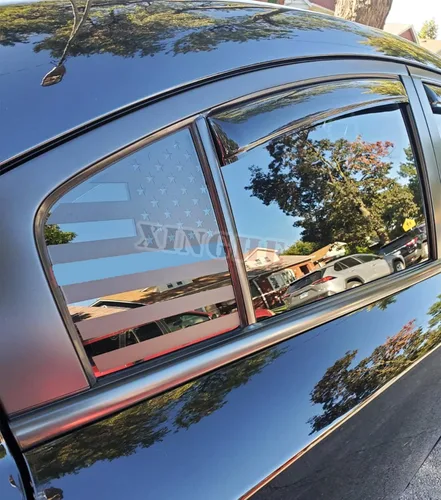 Vista 2 de Xinghe Calcomanías para Dodge Charger 2011-2023 con la bandera estadounidense para ventana lateral, color negro mate, calcomanías de bandera