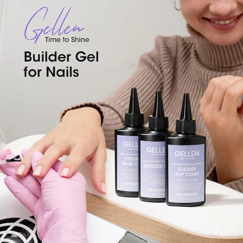 Vista 7 de Gellen Gel constructor de uñas transparente de 3.4 fl oz, gel fortalecedor de color duro, construcción de ápice de uñas, gel de uñas UV de larga