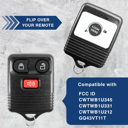 Vista 4 de KeylessOption Llavero de Repuesto de 3 Botones para 2005 2006 2007 2008 2009 2010 2011 2012 2013 2014 2015 Ford F150 Explorer Ranger Mustang Lincoln