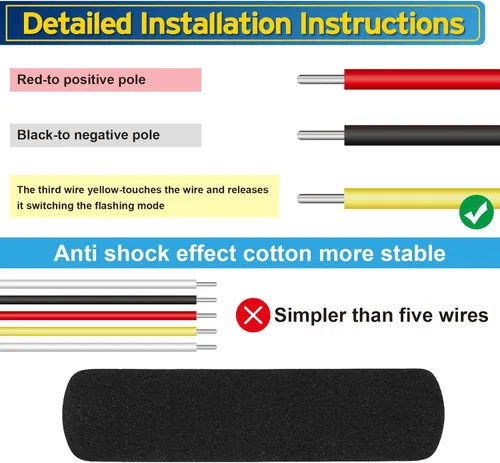 Vista 3 de Luces LED estroboscópicas de emergencia, 8X ámbar blanco 6 LED luz estroboscópica de advertencia de emergencia intermitente de montaje en superficie