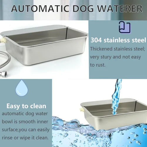 Vista 5 de Dispensador automático de agua para perros de 3 galones de acero inoxidable 304, cuenco de agua grande para perros al aire libre e