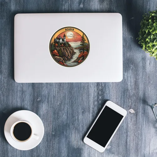 Vista 3 de Acadia National Park - Calcomanía de vinilo impermeable para parachoques de automóvil, laptop, botella de agua, pared y ventana, tamaño - 3 pulgadas