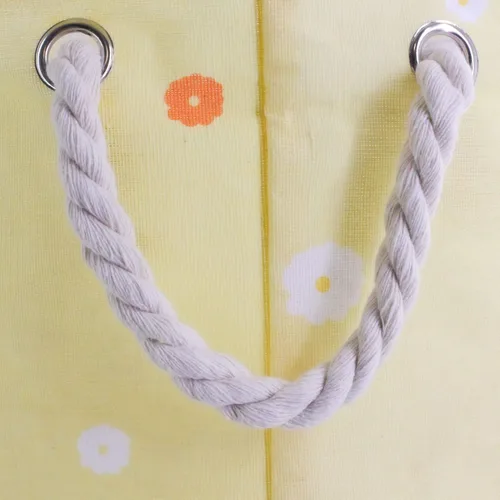 Vista 4 de Bonita cesta de almacenamiento con asas de cuerda, canastas plegables grandes y redondas de almacenamiento de juguetes, canasta de lavandería