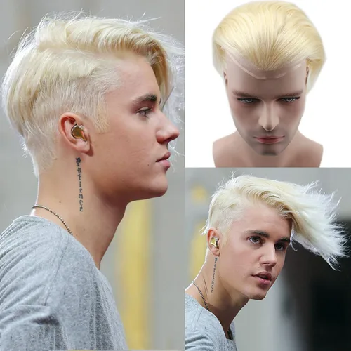 Vista 4 de Voloria Red de monofilamento de tupé para hombre con PU alrededor de la base, cabello humano virgen europeo, encaje frontal, sistema de reemplazo