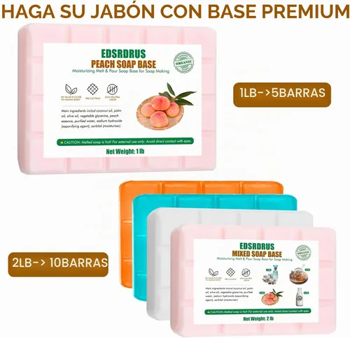 Vista 3 de EDSRDRUS Base de jabón aromática de 4 libras, hecha a mano con aloe vera y aceite de coco, base de jabón hidratante para derretir y verter