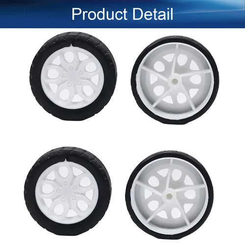Vista 4 de Yinpecly Rueda de coche RC de 1.181 in de diámetro llantas de plástico y neumáticos de goma RC Drift Cars Juego de neumáticos para bricolaje RC