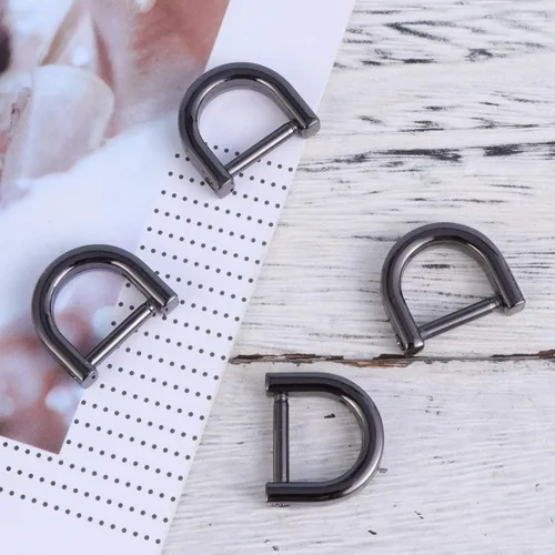 Vista 2 de Artibetter Anillos en D con grillete de herradura en forma de U, anillo D de cuero, llavero accesorios para correa, 4 piezas