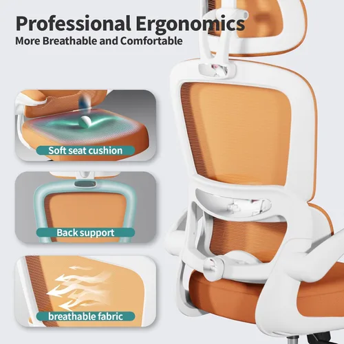 Vista 3 de TRALT Silla de oficina ergonómica, silla de escritorio de malla para el hogar de 330 libras, sillas de escritorio de oficina con ruedas, cómoda