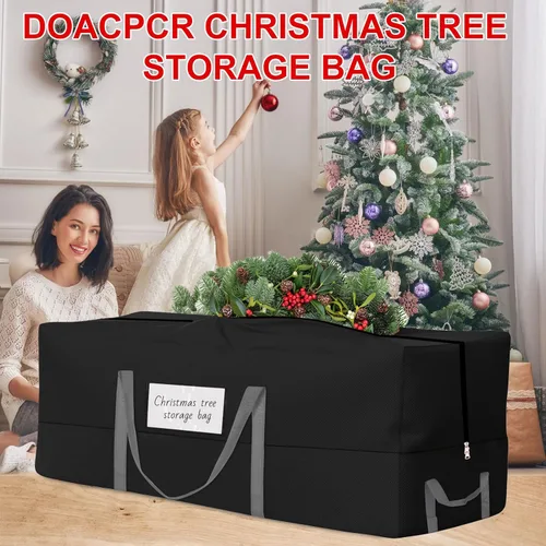 Vista 4 de Bolsa de almacenamiento para árbol de Navidad, se adapta a árboles artificiales de hasta 8 pies de altura, bolsa de árbol de Navidad resistente