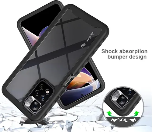 Vista 4 de Para Redmi Note 11 Pro Plus Phone Case, 2 en 1 Protección contra Caídas Híbrida Resistente Doble Capa Armor Funda Protectora - Negro