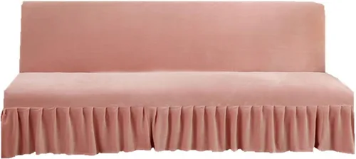 Vista 17 de IMYOGI Fundas de sofá de alta elasticidad sin brazos con falda, funda elástica ajustable de color sólido, protector de muebles para niños, mascotas