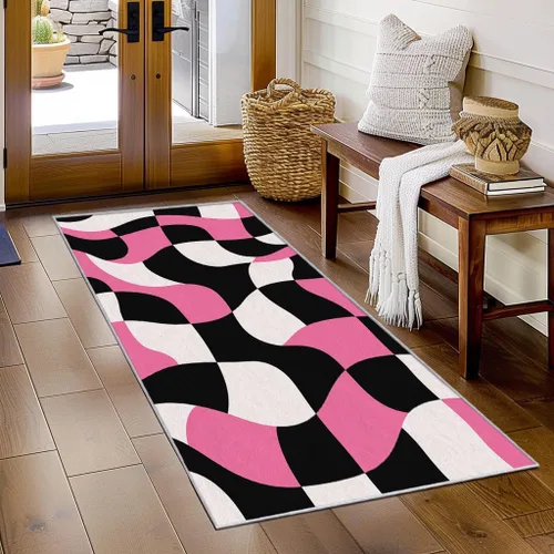 Vista 12 de Memphis Runner Rug 2x4 Small - Hallway Runner Rug Retro 80s Funky Geometric Fashion Pattern, Non Slip, Washable, Memphis Home Decor Carpet for