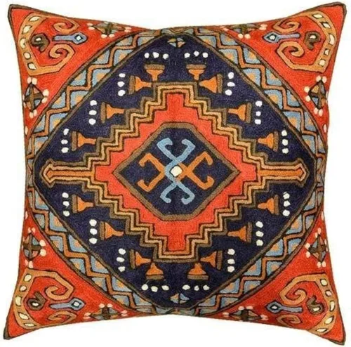 Funda de almohada decorativa del suroeste, funda de almohada decorativa tribal azteca bordada a mano, cojines geométricos Kilim para silla Suzani,