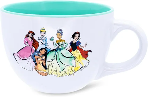 Silver Buffalo Disney Princess Group Shot With Jasmine, Merida, Belle, Mulan, Ariel, Cenicienta, Pocahontas, Tiana y Blancanieves, 24 onzas