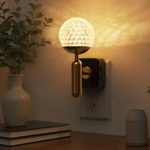 L LOHAS LED Luces Nocturnas que se Enchufan a la Pared, Luz Nocturna que Cambia de Color con Enchufe Giratorio, Varilla de Metal con Bola de