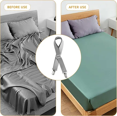 Vista 3 de 8 clips de correas ajustables para sábanas, soporte elástico para sujetar sábana de colchón y tirantes, agarradores para sujetar sábanas, colchones
