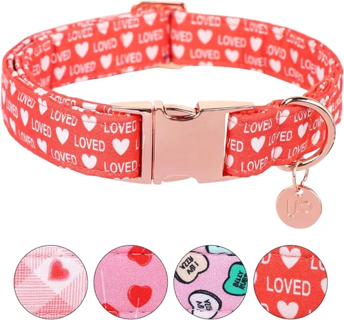 Vista 10 de Peach - Collar de algodón de verano para perro con hebilla de metal, collar de regalo para niñas o niños pequeños, medianos y grandes, lindos