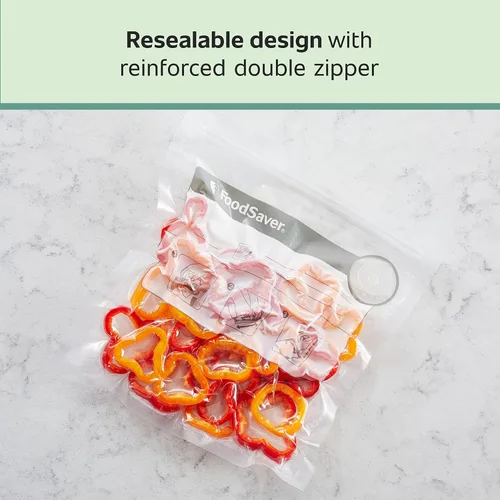 Vista 3 de FoodSaver Bolsas con cremallera al vacío de construcción multicapa sin BPA de 1 cuarto de galón, 18 unidades (paquete de 2)
