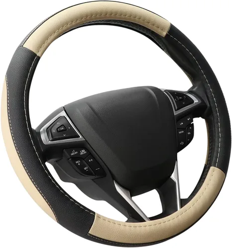 Vista 24 de SEG Direct Funda universal para volante de automóvil, tamaño estándar de 14.5-15 pulgadas, piel de microfibra negra