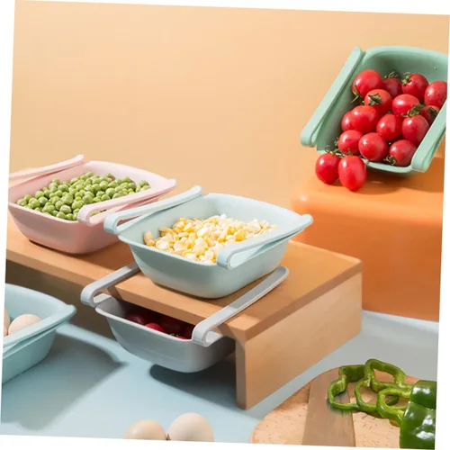 Vista 4 de UPKOCH 2 cestas de almacenamiento de plástico para frutas, contenedores de alimentos de plástico, cestas de almacenamiento para estantes, colador