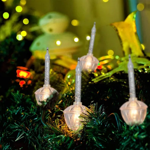 Vista 4 de SUNSGNE Tira de luces de burbujas navideñas - 2.7M de luces de Navidad vintage con 10 burbujas de purpurina plateada (1 de repuesto)