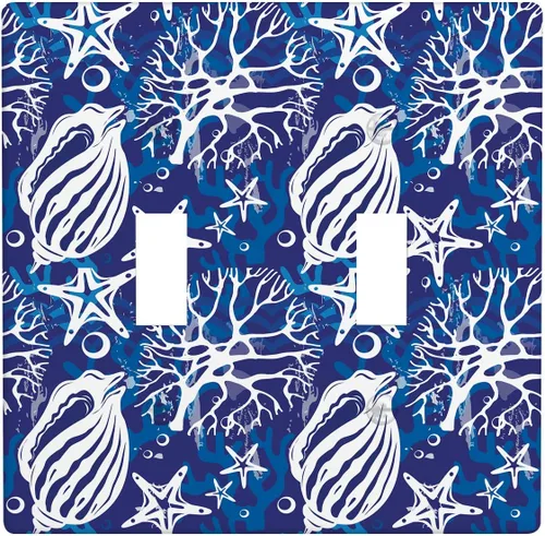 Vista 65 de Placa de interruptor de luz Nautical de 1 pandilla, concha abstracta retro del océano, estrella de mar, cubierta de placa de pared decorativa