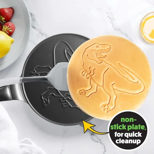 Vista 4 de Sartén gigante para panqueques de dinosaurio, haz panqueques jurásicos gigantes de 10 pulgadas para el desayuno especial de dinosaurios mágicos
