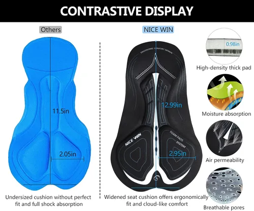 Vista 2 de NICEWIN - Pantalones cortos de ciclismo para hombre, con acolchado 3D y secado rápido