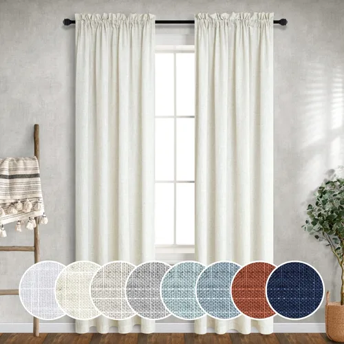 Vista 51 de Mrs.Naturall Cortinas azul marino de 90 pulgadas de largo para sala de estar, juego de 2 paneles con bolsillo para barra, cortinas reductoras